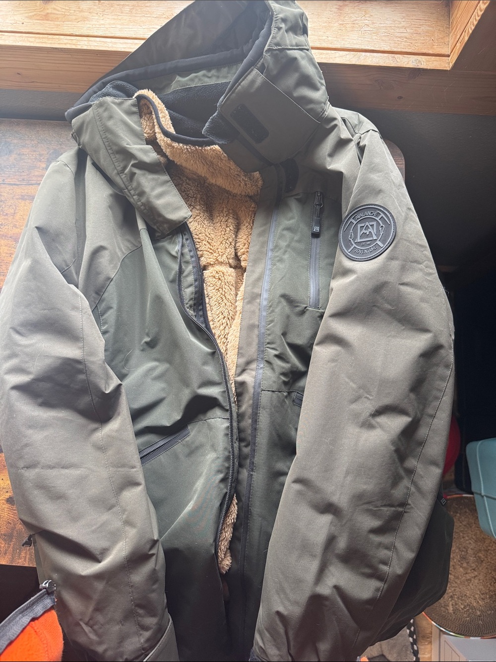 Avalanche Olive Green Ski Jacket with Sherpa Lining